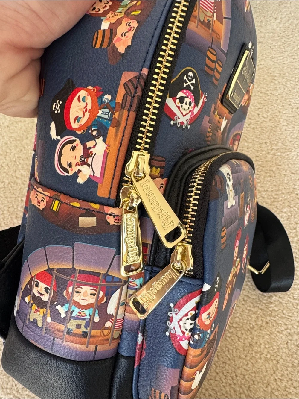 Disney Pirate Characters Mini Backpack - Navy & Gold Accents